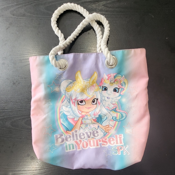Shopkins Shoppies limited edition unicorn 🦄 fanclub pastel rainbow tote bag - Picture 2 of 7